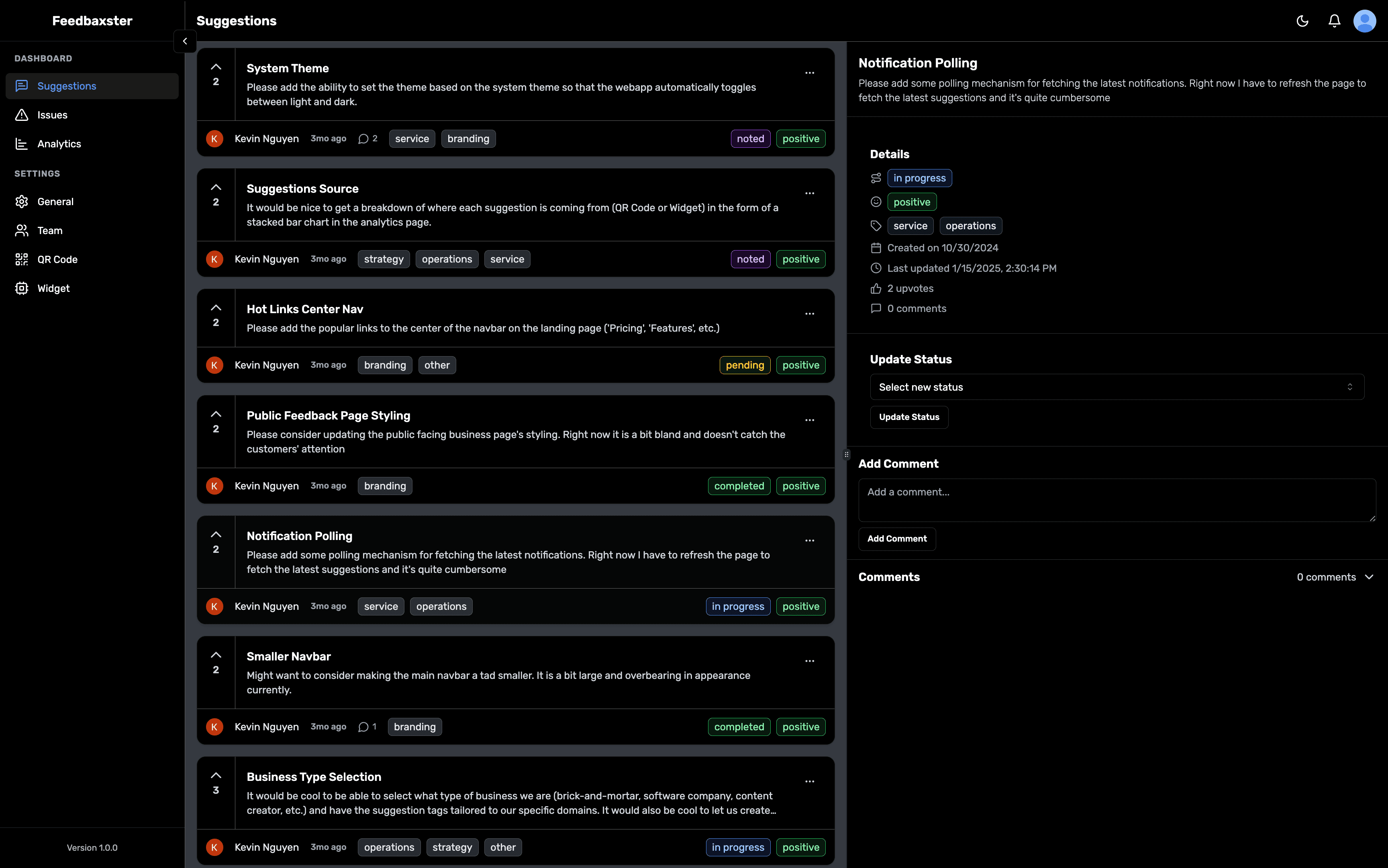 Feedbaxster Dashboard
